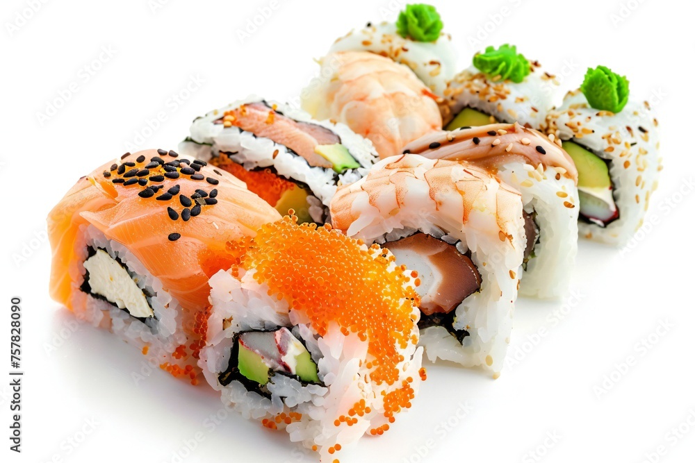 Delicious sushi isolated on white background Generative Ai Delicious sushi isolated on white background Generative Ai