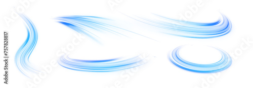 Blue wave curved lines for presentations, illustration of articles and publications on technological trends and innovations, covers of technological magazines. Light arc in blue colors.	