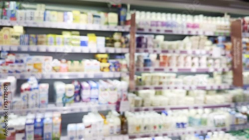 Wallpaper Mural supermarket shelves, blurred background, empty store Torontodigital.ca