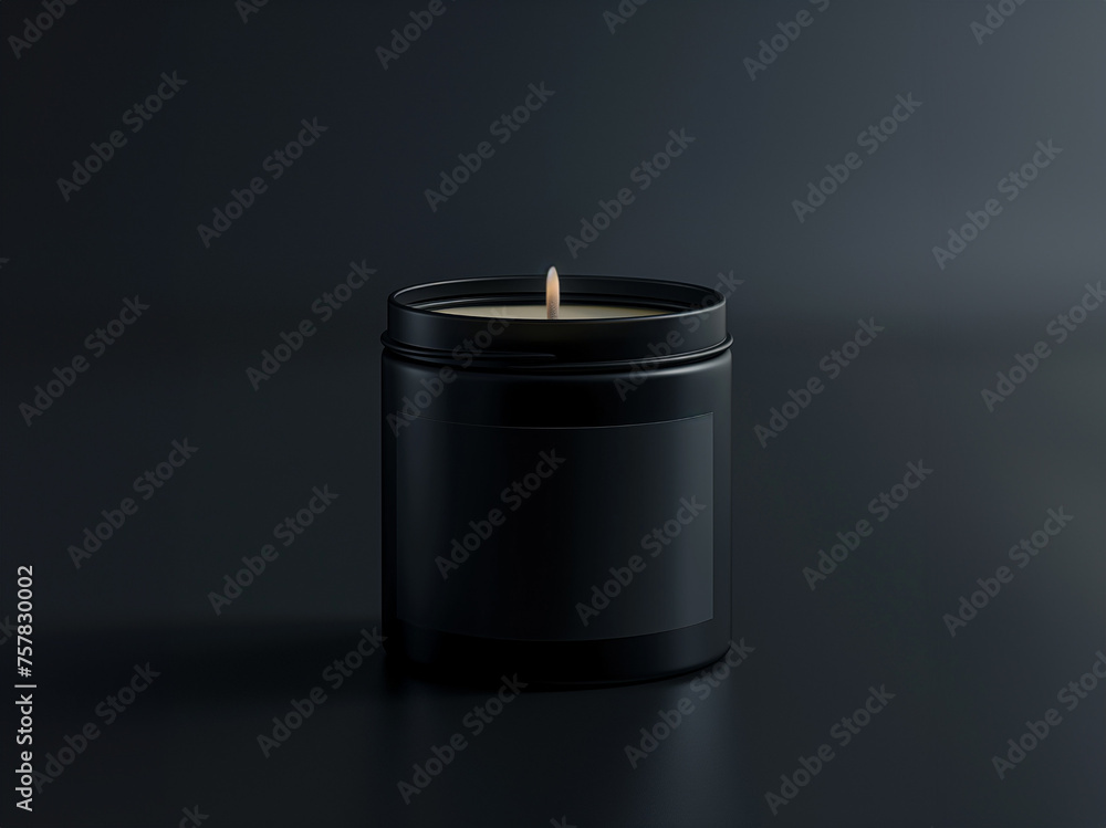 3D black candle on a dark background Mock Up candle for design. 3D black candle on a dark background Mock Up candle for design.