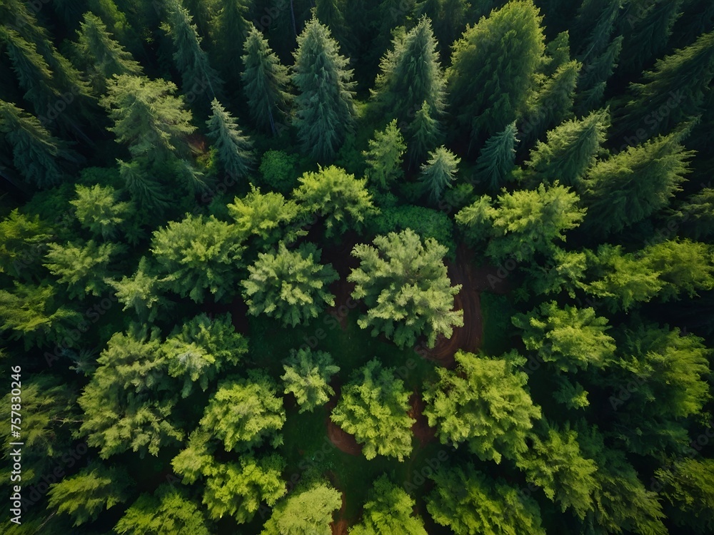 Top view green forest with earth, Green planet in your hands, Save Earth, Texture of forest view from above ecosystem and healthy environment.