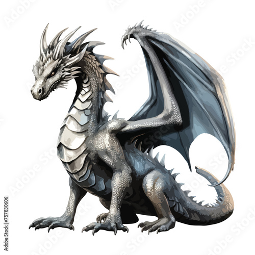 Silver Dragon Clipart Clipart isolated on white background © Tech