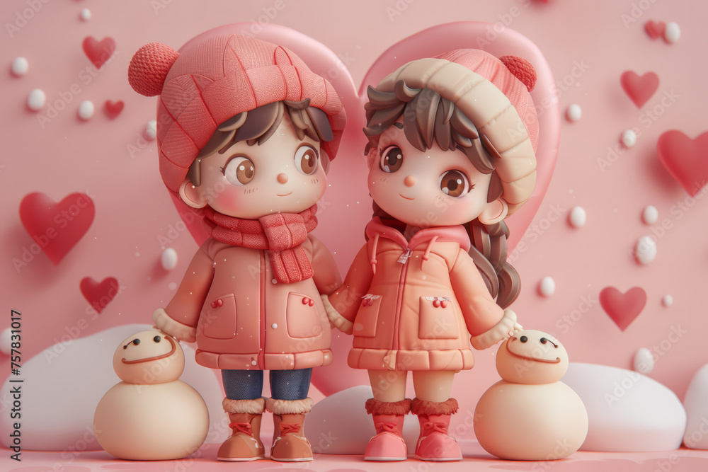 3D cartoon style couple 3D cartoon style couple