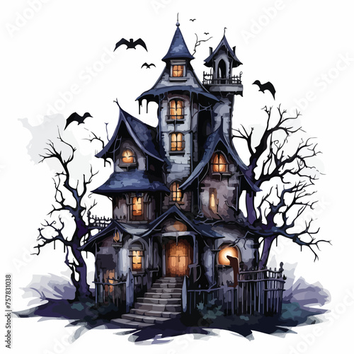 Spooky Haunted House Clipart Clipart isolated on whit © Tech