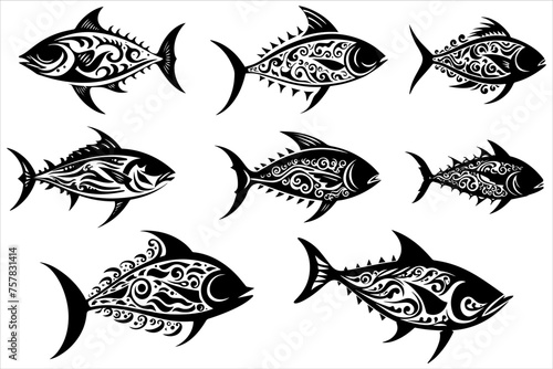 Tuna Fish Mandala Silhouette Design, Mandala Tuna Fish Design Silhouette