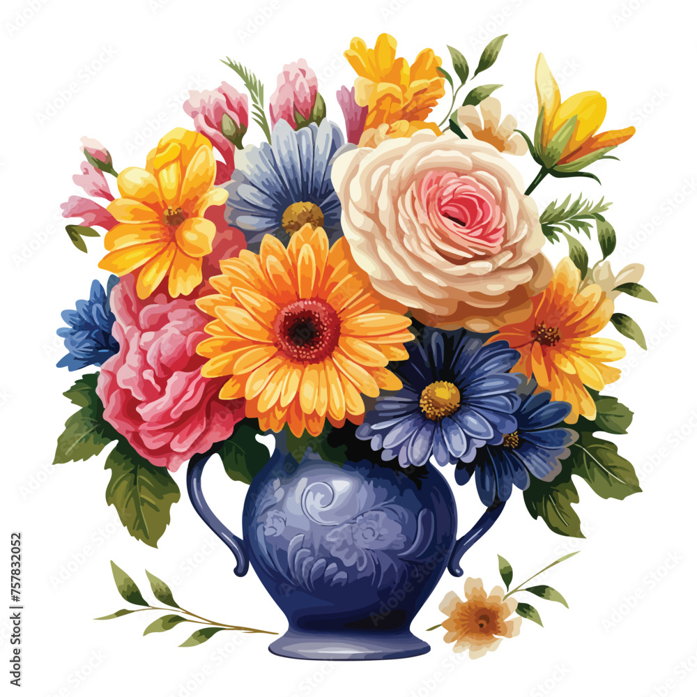 Vase of Flowers Clipart isolated on white background
