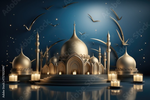 islamic greeting card for Ramadan kareem or ied mubarak background photo