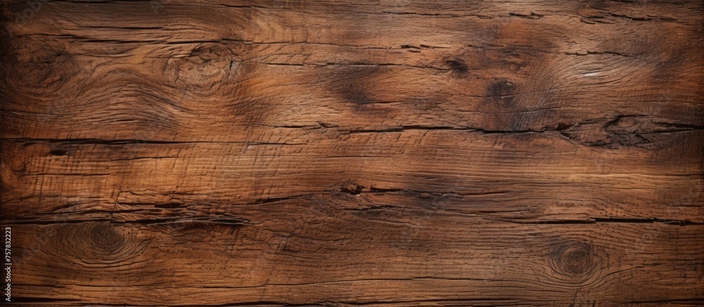 A closeup of a brown hardwood rectangular plank table with a grainy texture, showcasing the beautiful wood stain pattern on the flooring surface A closeup of a brown hardwood rectangular plank table with a grainy texture, showcasing the beautiful wood stain pattern on the flooring surface