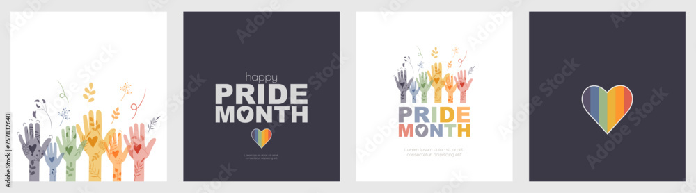 Happy Pride Month card set.
