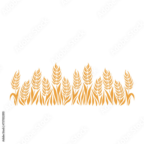 Seamless food pattern with wheat, oat, barley, rye, wheat ears stalks silhouette on white background and place for text. Vector illustration
