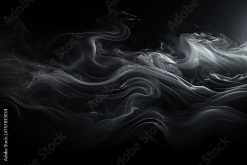 Texture, smoke movement on black background, with copy space to write the text, generative IA © Kenneth