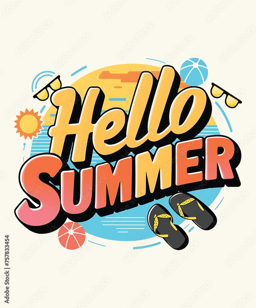 Hello Summer T-Shirt Design Vector. Hello Summer T-Shirt Design Vector.
