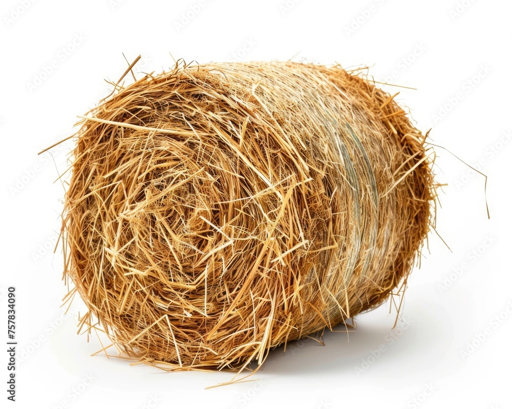 Bale of Hay Isolated on White Background - Single Straw Bale for Farming and Agriculture Bale of Hay Isolated on White Background - Single Straw Bale for Farming and Agriculture