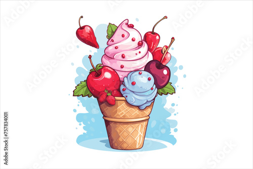 Ice Cream vector silhouette Set, ice cream cone vector, ice-cream food vector, ice-cream cup vector