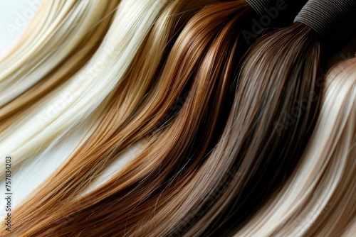 Beautiful Natural Hair Extension Swatches in Bright Colors - Equipment and Arrangement Samples