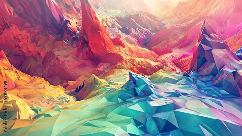 Colorful Mountains: A Vibrant Geological Masterpiece Generative AI photo