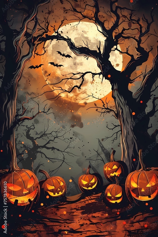 Fototapeta premium Spooky Haunted Halloween Night