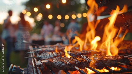 Sizzling Steak Night: A Glowing Grill Party Generative AI