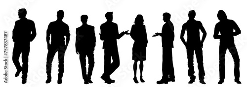 Silhouette crowd of people. Collection of people silhouette in standing pose.