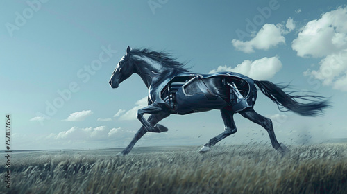 horse running in the field