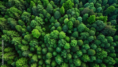 Aerial View of Green Forest: Capturing CO2 for Carbon Neutrality Concept © PhotoPhreak