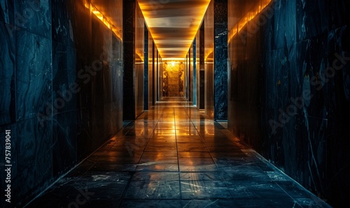 Glowing Hallway with Modern Design Elements Generative AI