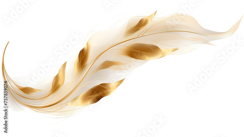 gold leaves, flying air on white background.