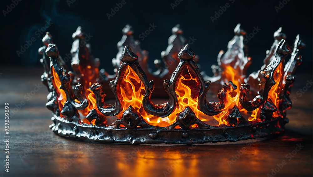 A crown of gold and silver is on fire. - obrazy, fototapety, plakaty 
