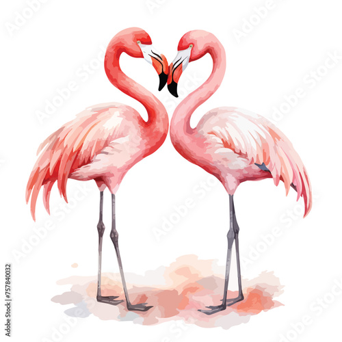 Watercolor Valentines Flamingo Clipart © Aina