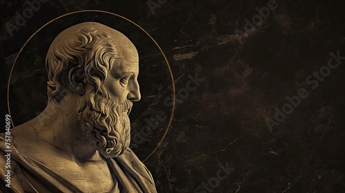 Simple Side Illustration of Greek Philosopher Socrates In Circle Space and Quote Area