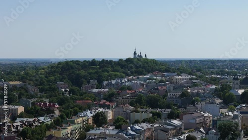 Beautiful Landscape Hill Basilica Chelm Aerial View Poland photo