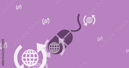 Image of globe icons over mouse