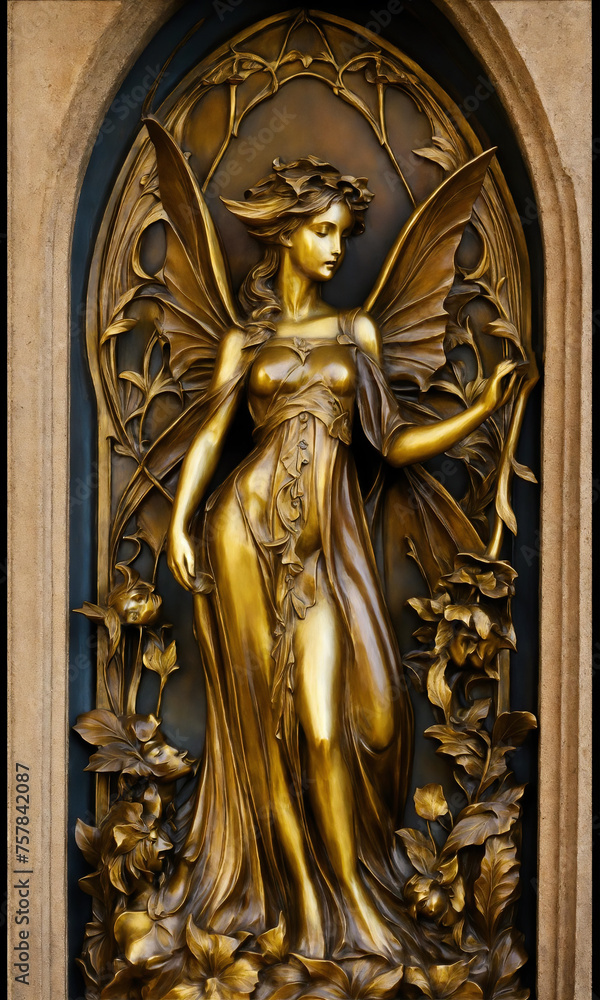 Bronze statue of a beautiful fairy.