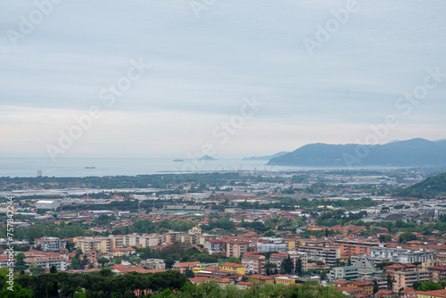 Panoramic view of Marina di Massa Tuscany Italy.