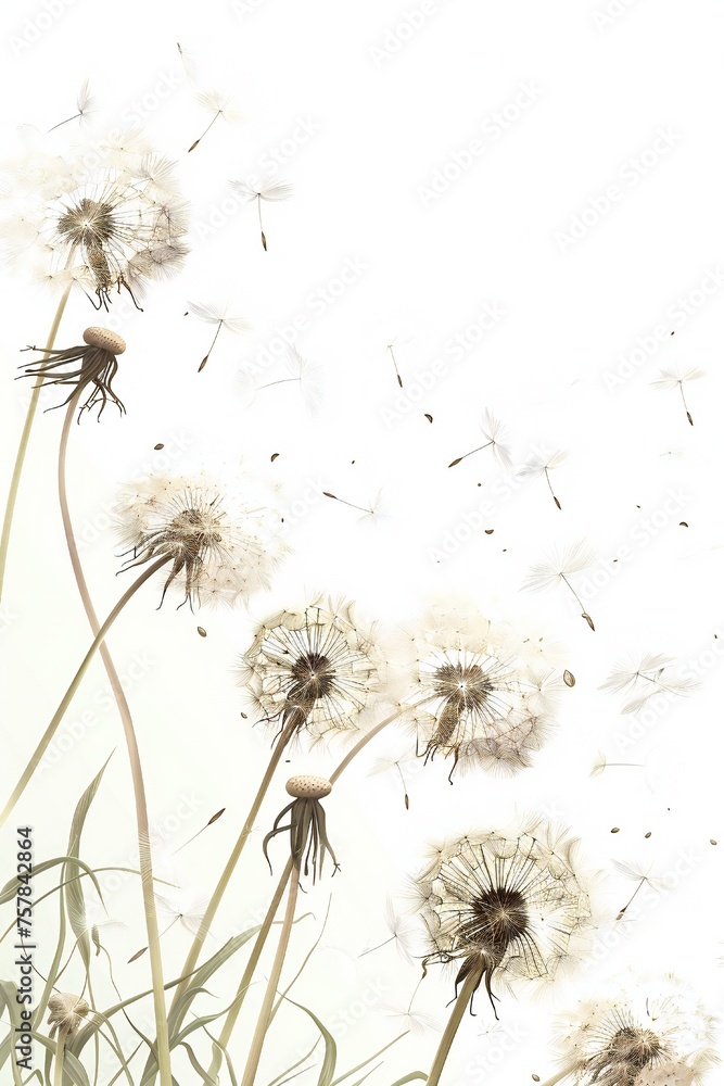 Soft and light spring background with Dandelions Generative Ai Soft and light spring background with Dandelions Generative Ai