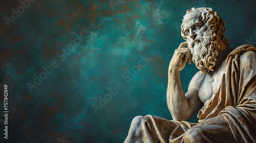 Ancient Greek Philosopher Socrates Teaching in Minimal Space with Empty Background photo