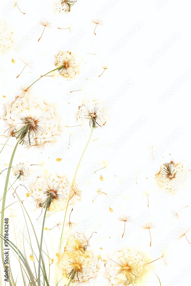 Obraz premium Soft and light spring background with Dandelions Generative Ai 