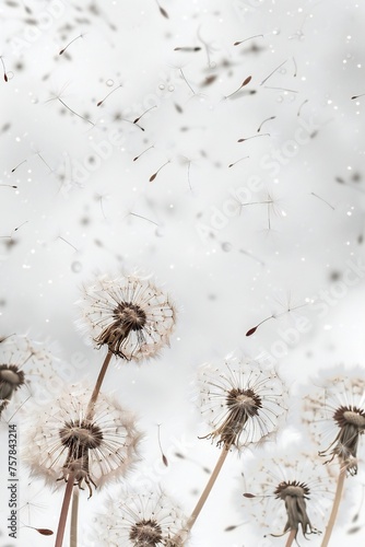 Soft and light spring background with Dandelions Generative Ai 