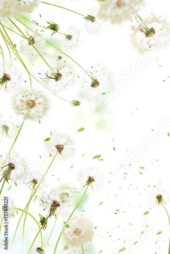 Soft and light spring background with Dandelions Generative Ai 
