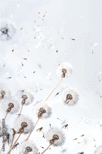 Soft and light spring background with Dandelions Generative Ai 