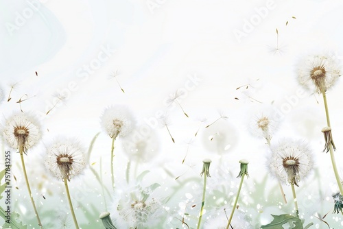 Soft and light spring background with Dandelions Generative Ai 
