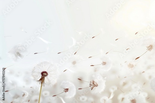 Soft and light spring background with Dandelions Generative Ai 