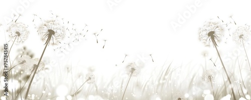 Soft and light spring background with Dandelions Generative Ai 