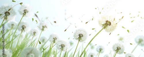 Soft and light spring background with Dandelions Generative Ai 
