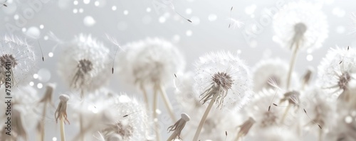 Soft and light spring background with Dandelions Generative Ai 
