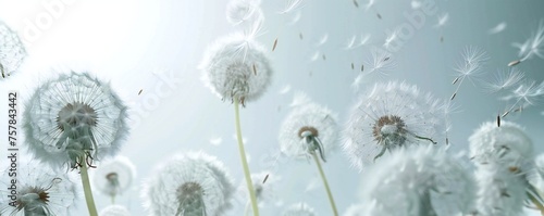 Soft and light spring background with Dandelions Generative Ai 