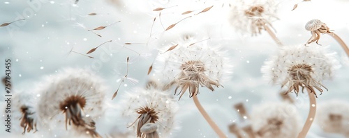 Soft and light spring background with Dandelions Generative Ai 