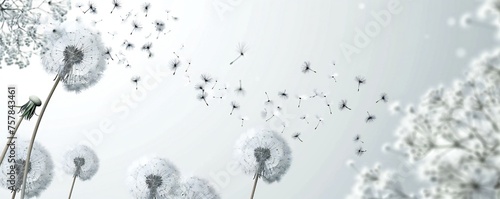 Soft and light spring background with Dandelions Generative Ai 