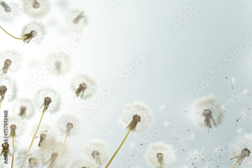 Soft and light spring background with Dandelions Generative Ai 