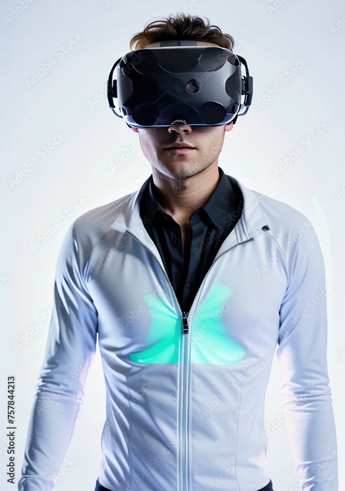 VR headset user or Virtual reality experience gaming and technology VR headset user or Virtual reality experience gaming and technology